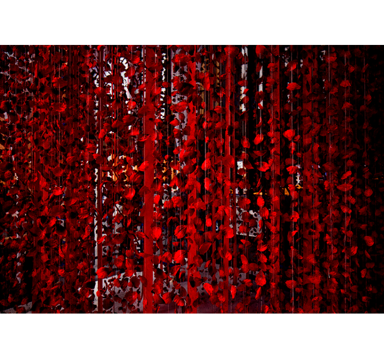 Rode bloemencascade bloemen foto behang - TenStickers