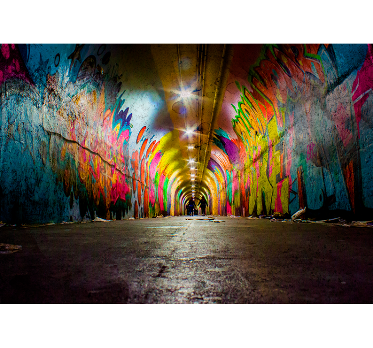 Fotobehang graffiti levendige tunnel graffiti - TenStickers