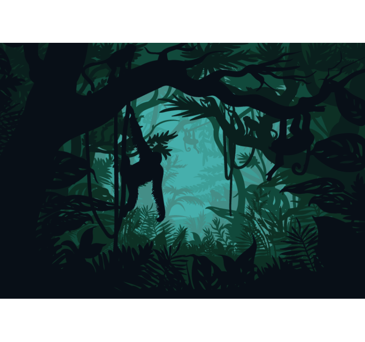 Levendig junglelandschap foto behang jungle - TenStickers