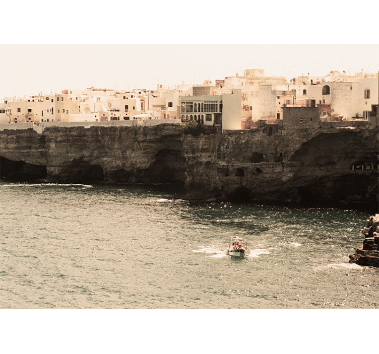 Kustdorp aan zee fotobehang stad - TenStickers