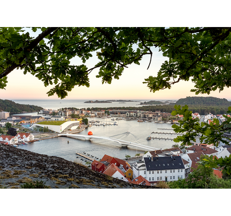 Fotobehang stad charmant kustzicht - TenStickers