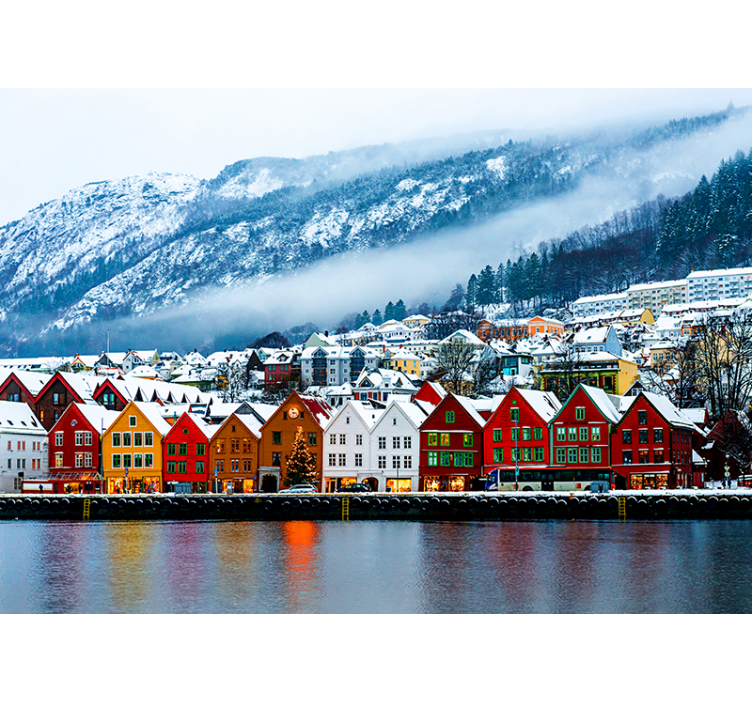 Kleurrijke huizen aan het water fotobehang stad - TenStickers