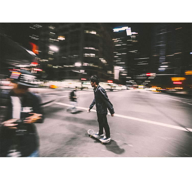 Fotobehang stad urban night skate - TenStickers