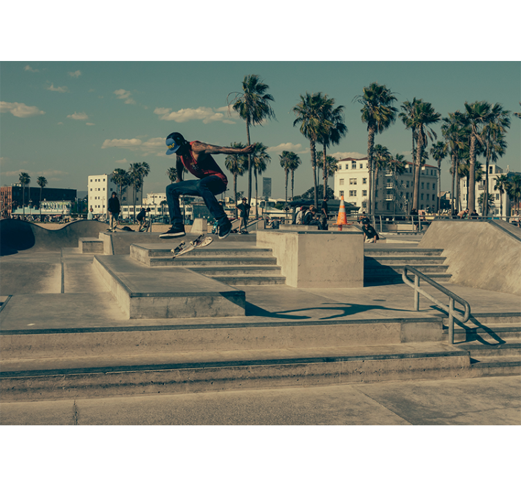 Fotobehang graffiti skateboarder in actie - TenStickers