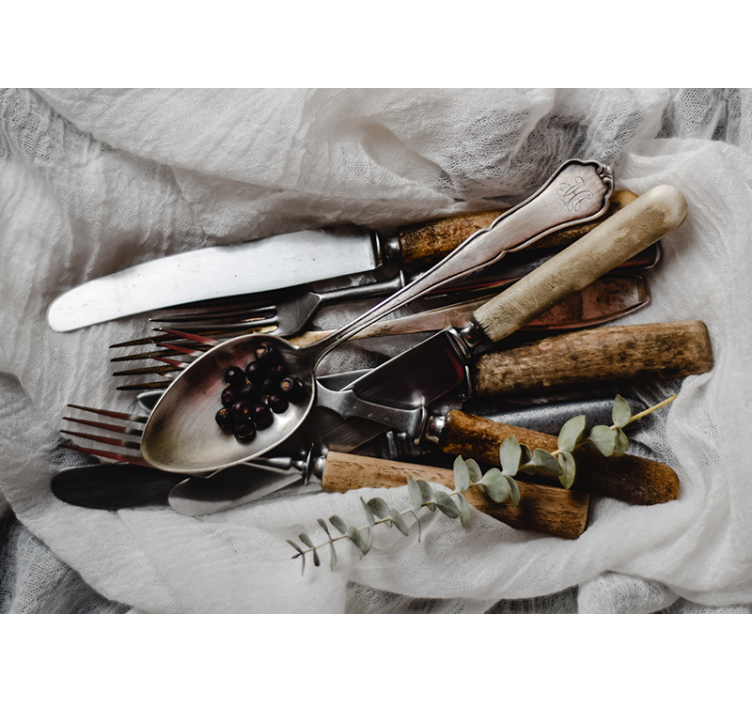 Vintage gebruiksvoorwerpen ensemble fotobehang keuken - TenStickers