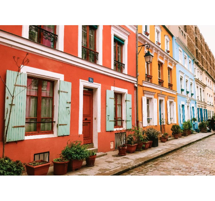 Kleurrijke parijse gevels fotobehang stad - TenStickers