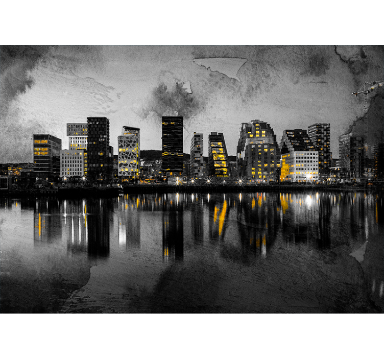 Moderne skyline weerspiegeling fotobehang stad - TenStickers