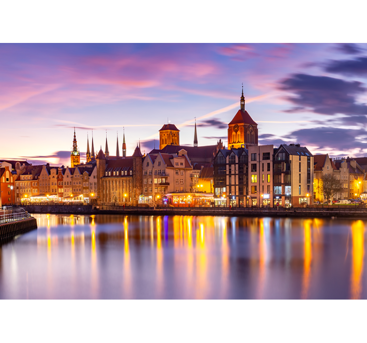 Historische architectuur aan de rivier fotobehang stad - TenStickers