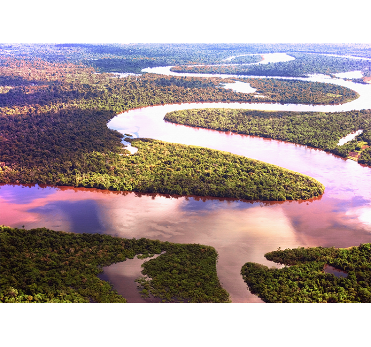 Fototapet landschap kronkelige rivierlandschap - TenStickers