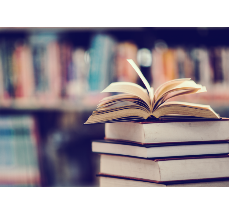 Fotobehang kunst open boek stapel - TenStickers