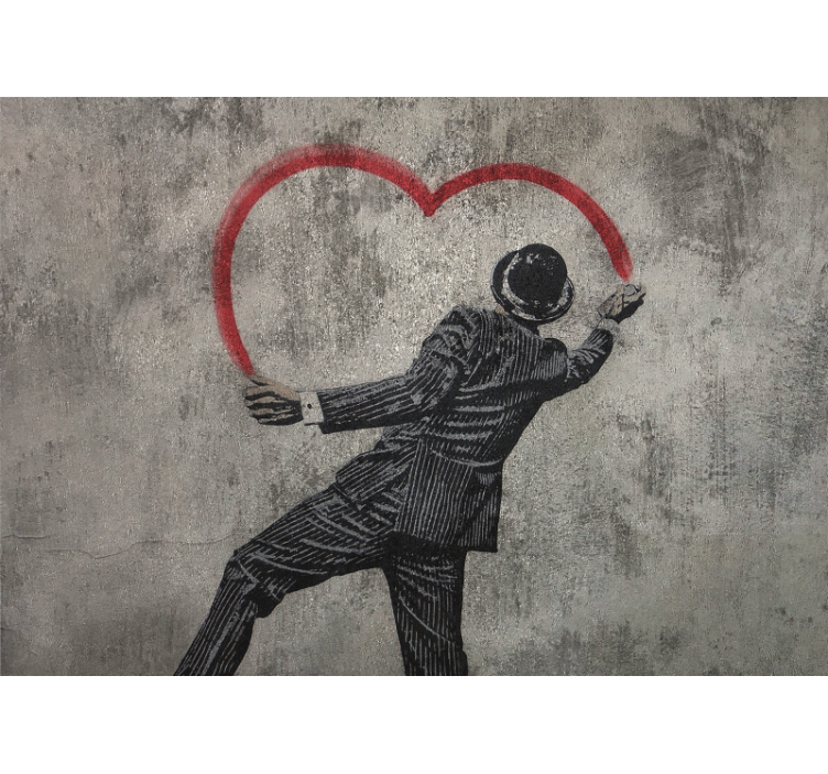 Fotobehang street art Banksy hart graffity - TenStickers