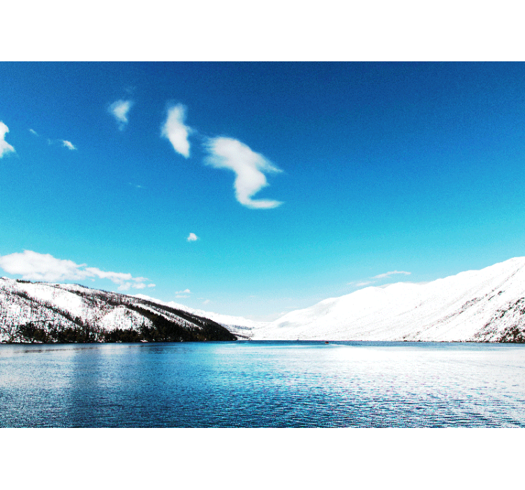 Fototapet landschap met sneeuwbedekte bergen - TenStickers