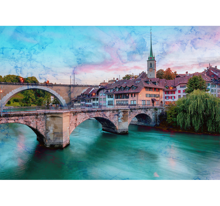 Fotobehang stad bern brug uitzicht - TenStickers
