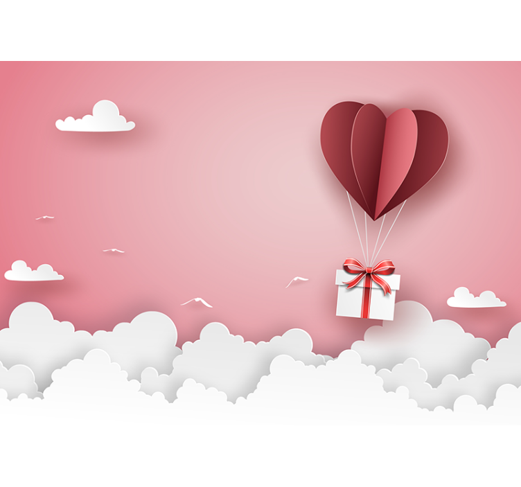 Foto behang liefde hart ballon cadeau - TenStickers