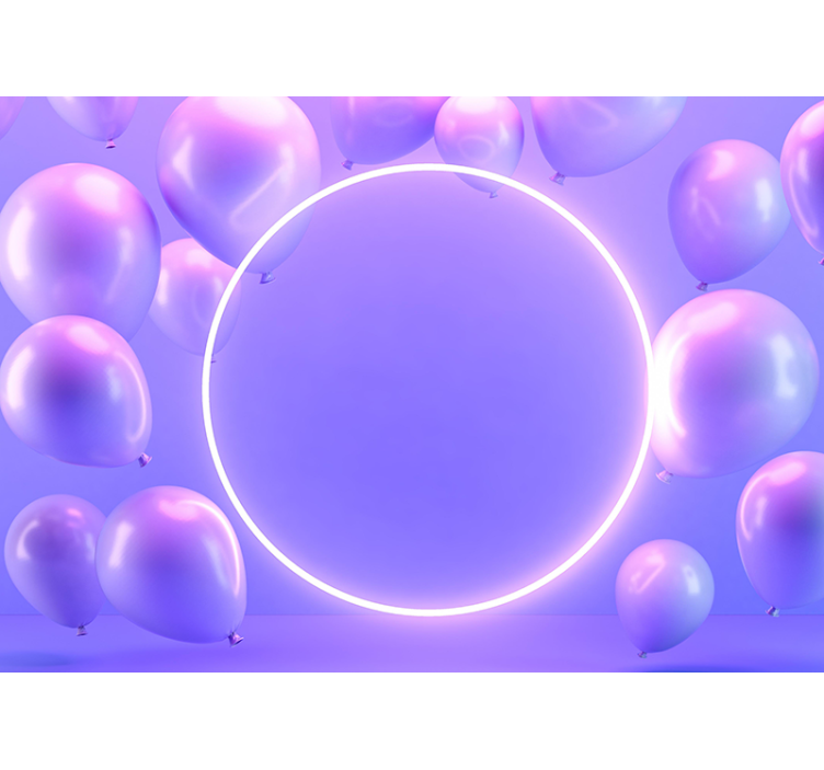 Foto behang liefde zwevende ballonnen cirkel - TenStickers