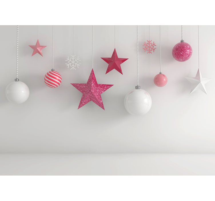 Fotobehang kerst hangende kerstdecoraties - TenStickers