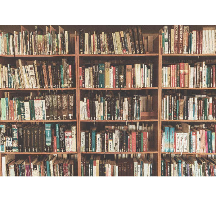 Fotobehang kunst boekenplank met literatuur - TenStickers