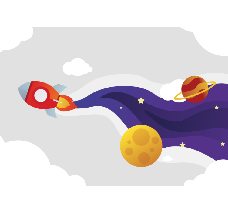 Fotobehang sprookje ruimteschip en hemellichamen - TenStickers