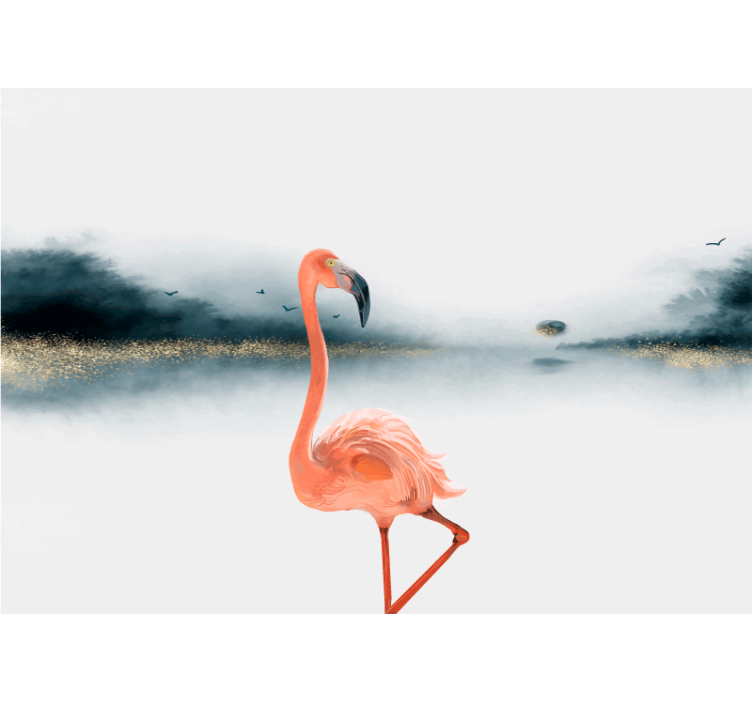 Foto behang dieren elegante flamingo pose - TenStickers