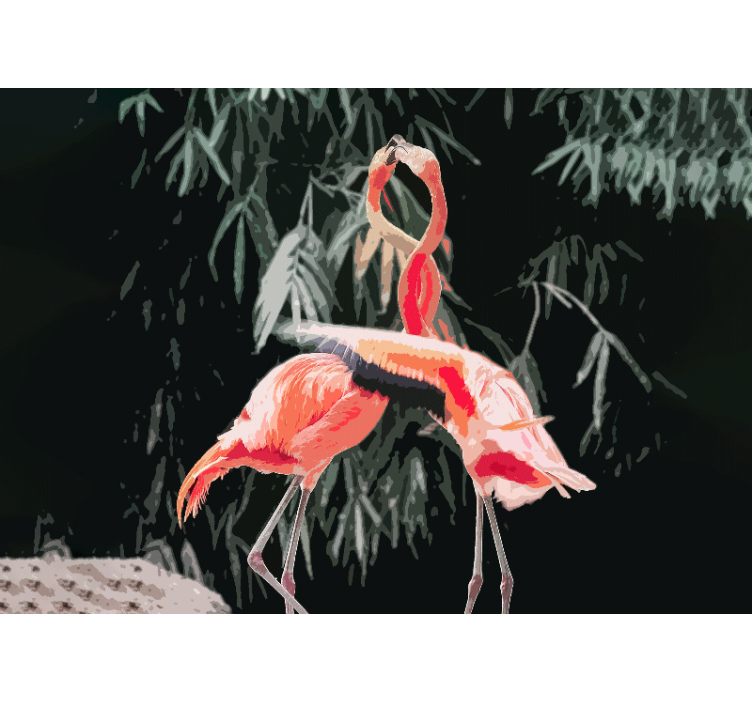 Fotobehang hoofd slaapkamer flamingo liefdesdans - TenStickers