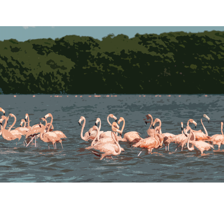 Foto behang dieren flamingo vlok samenkomst - TenStickers