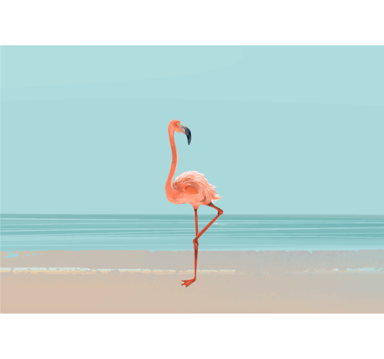 Fotobehang zee flamingo aan de kust - TenStickers