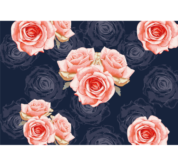 Elegante roze bloemen foto behang rozen - TenStickers