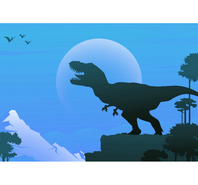 Foto behang dieren tyrannosaurus rex silhouet - TenStickers