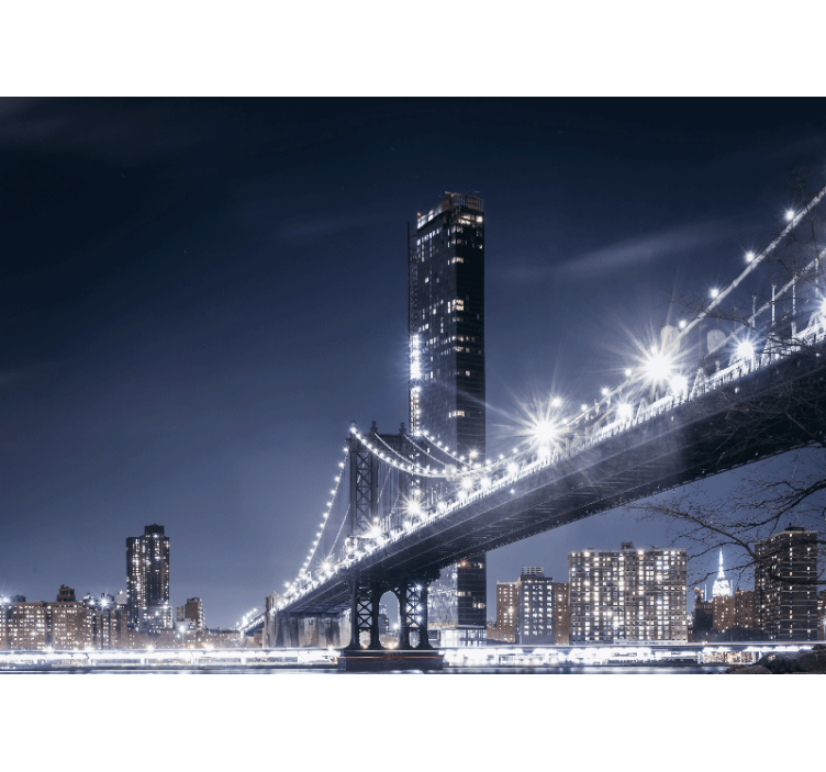 Fotobehang new york brooklyn bridge nachtzicht - TenStickers