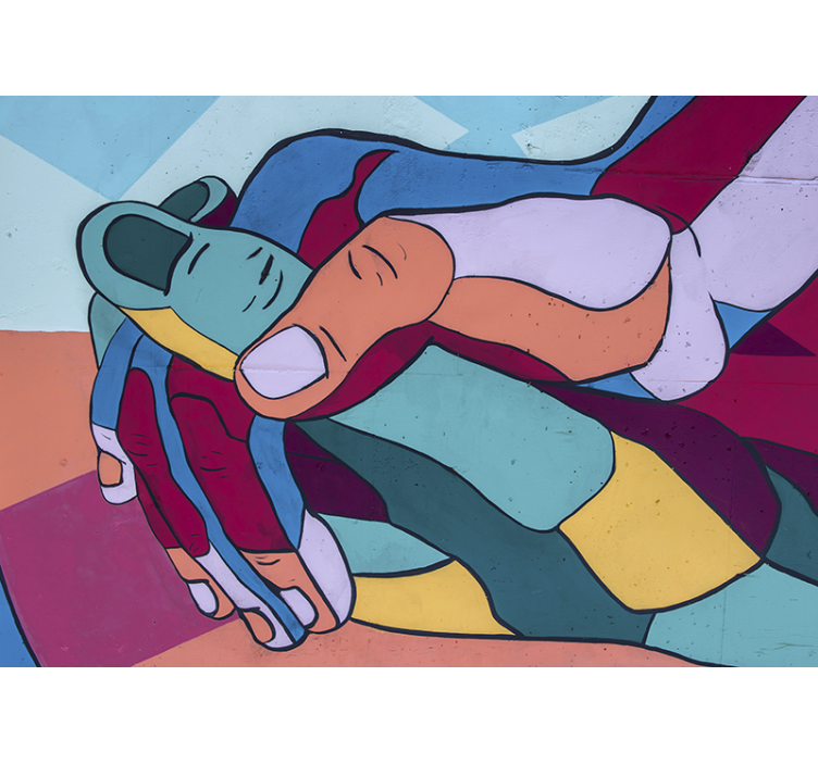 Foto behang liefde kleurrijke hand omhelzing - TenStickers