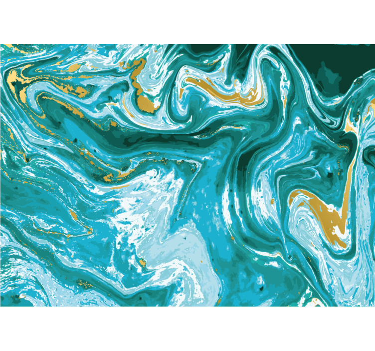Abstract fotobehang stromende turquoise golven - TenStickers
