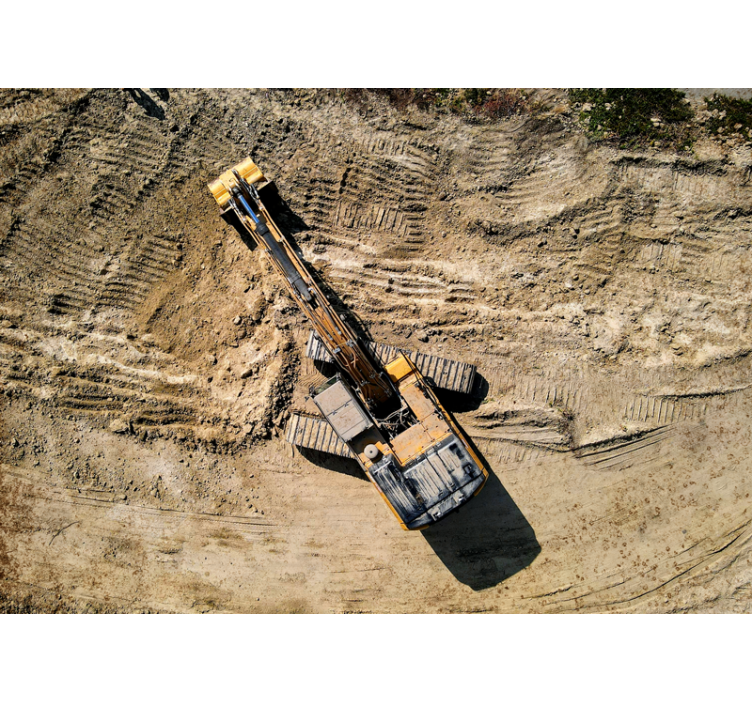 Fotobehang voertuigen graafmachine aan het werk - TenStickers