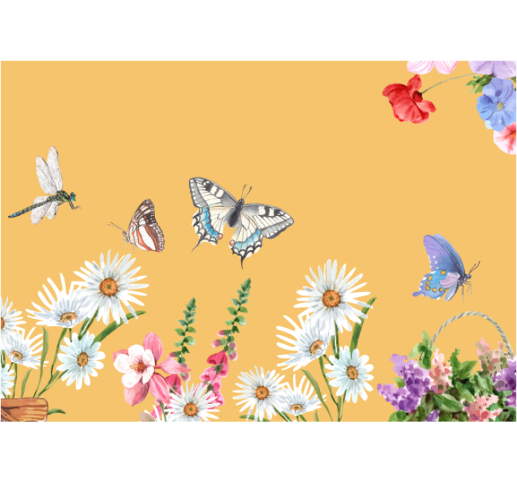 Bloemen foto behang vlinder bloemen scene - TenStickers