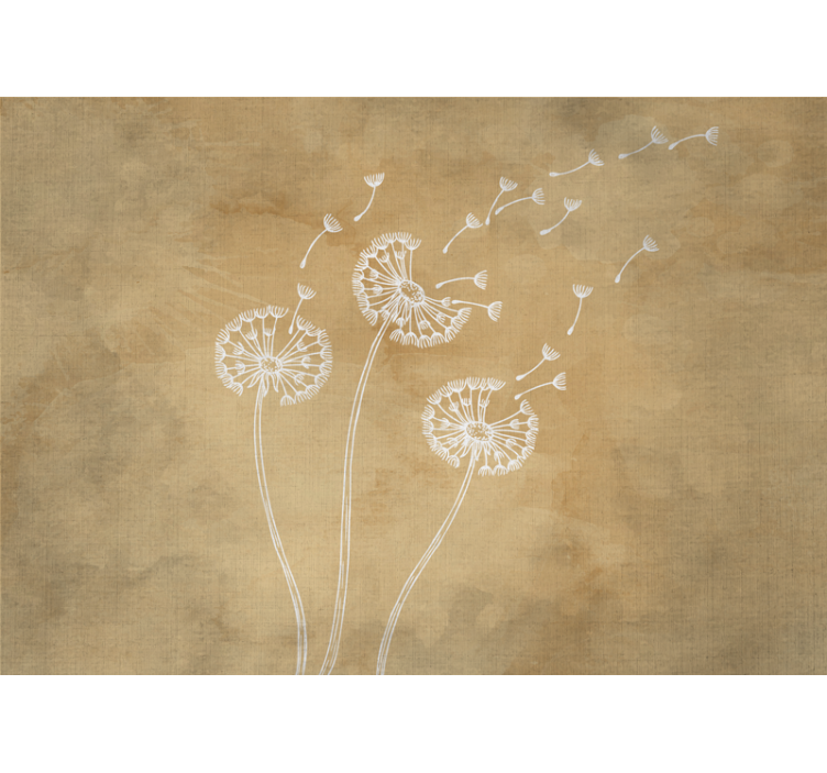 Bloemen foto behang dandelion zaden drijven - TenStickers