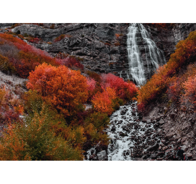 Foto behang waterval herfstlandschap - TenStickers