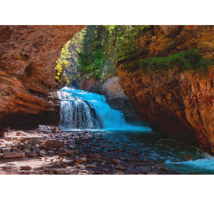 Fotobehang bergen waterval uitzicht - TenStickers