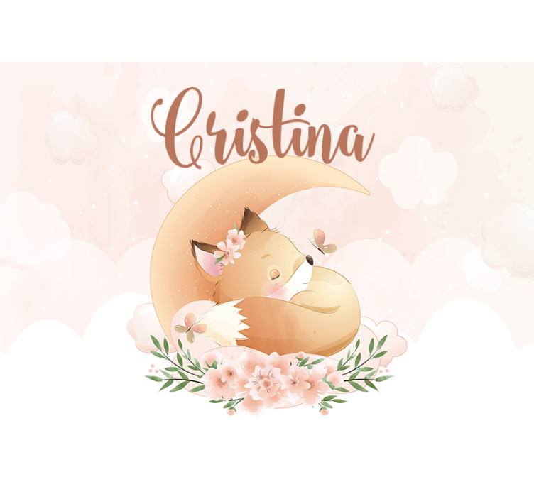 Gepersonaliseerd fotobehang slaapende vos ontwerp - TenStickers