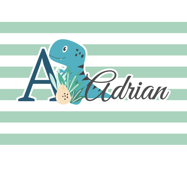 T-rex met initiaal en naam fotobehang kinderkamer - TenStickers