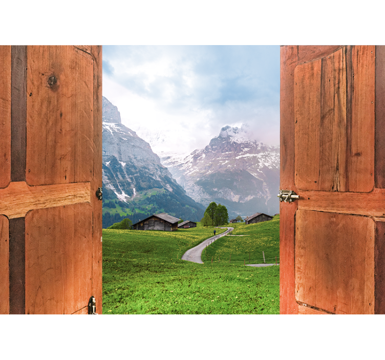 Fototapet landschap bergzicht opening - TenStickers