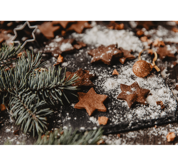 Fotobehang kerst feestelijke peperkoeken sterren - TenStickers