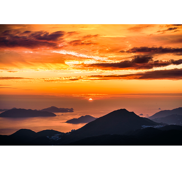 Fototapet landschap zonsondergang boven de oceaan - TenStickers