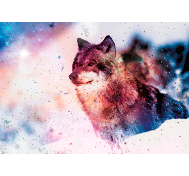 Foto behang dieren lone cosmic wolf - TenStickers