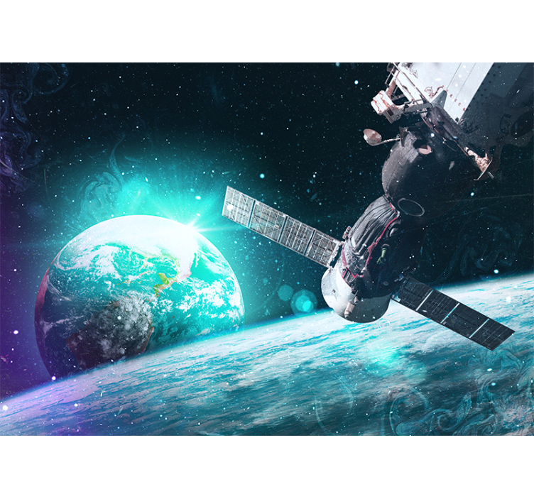 Fotobehang ruimte ruimteschip in omloop rond de aarde - TenStickers