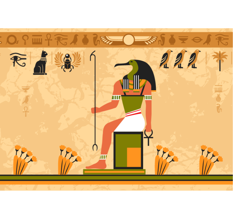 Foto behang dieren egyptische god thoth - TenStickers