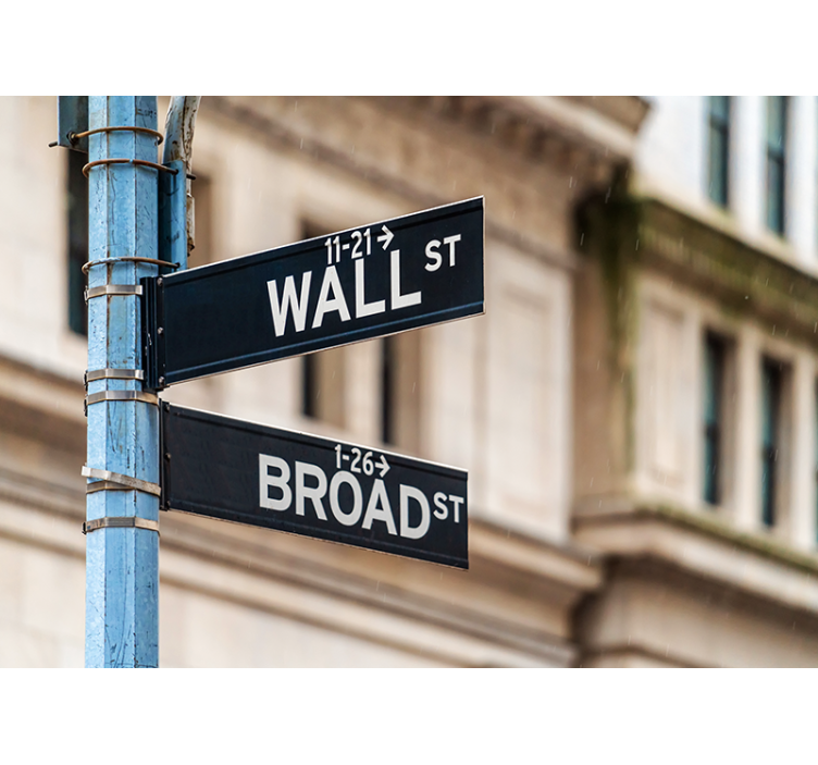 Fotobehang stad wall street bord - TenStickers