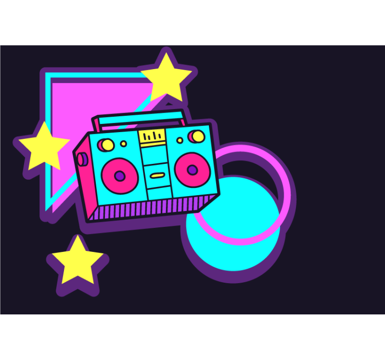 Fotobehang muziek retro boombox elementen - TenStickers