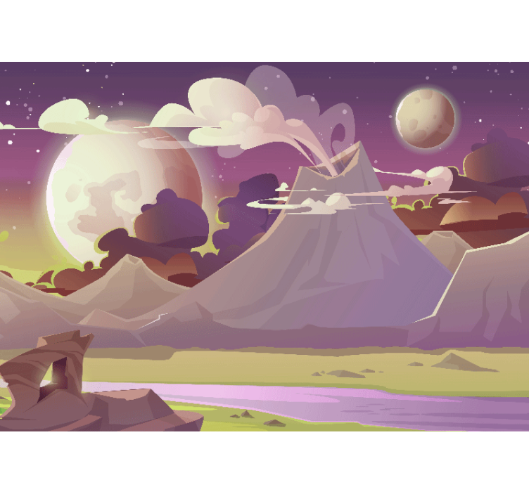 Fotobehang sprookje berglandschap fantasy - TenStickers