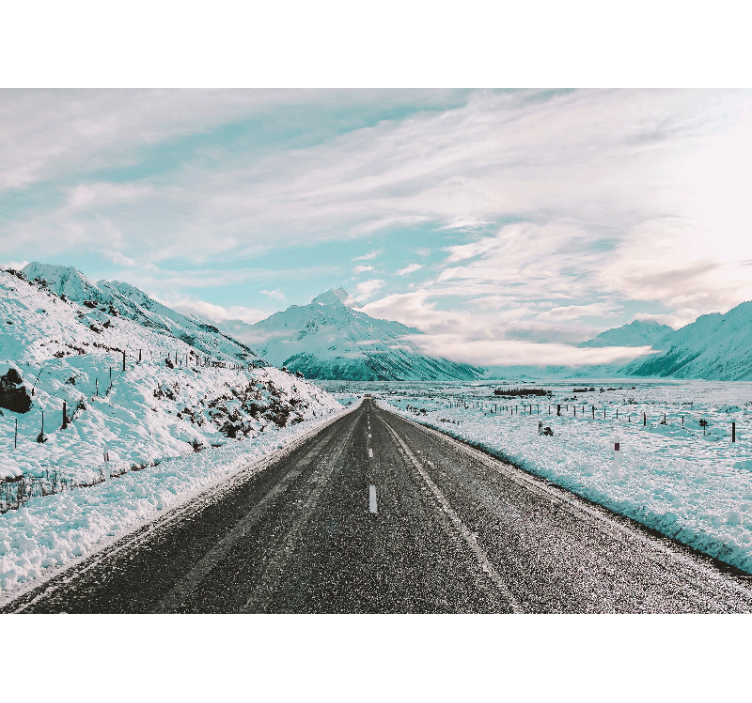 Fototapet landschap ijzige bergpad - TenStickers