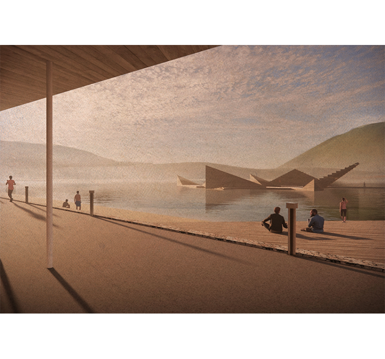 Fototapet landschap rustige oeverperspectief - TenStickers