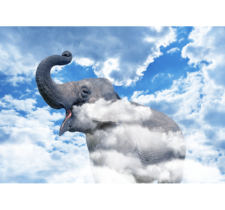 Fotobehang verschillende dieren olifant in wolken - TenStickers